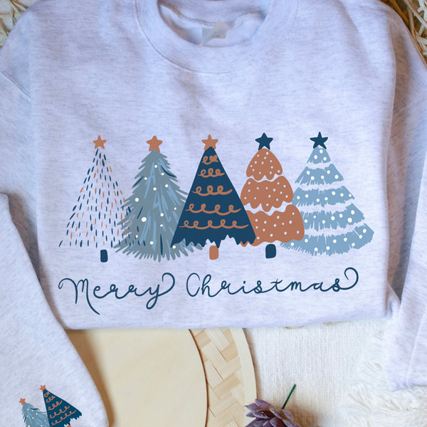 Blue & Brown Christmas Trees Sweatshirt