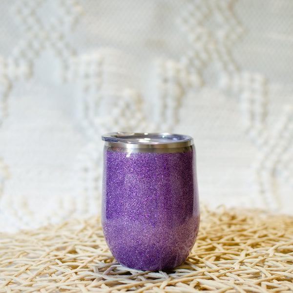 Tumbler 12oz - Purple Glitter