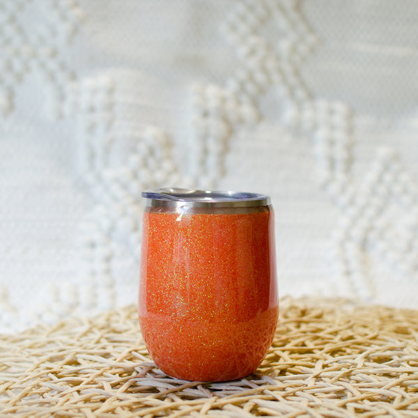 Tumbler 12oz - Orange Glitter