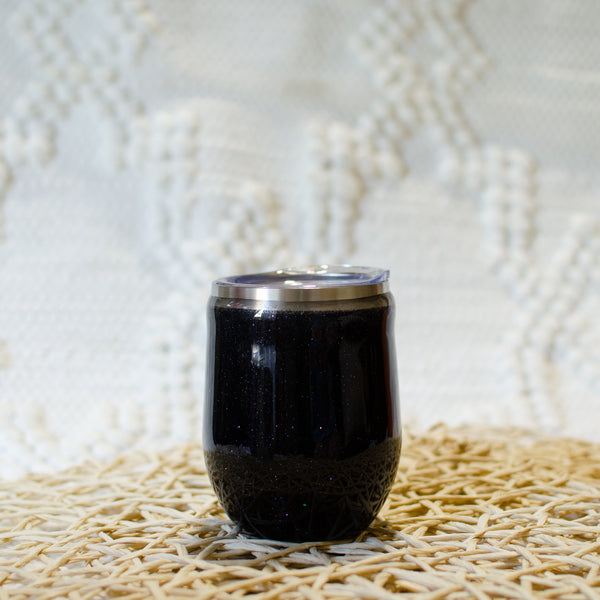 Tumbler 12oz - Black Glitter