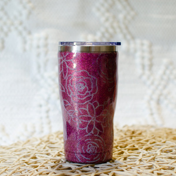 Tumbler 20oz -Silver Flowers