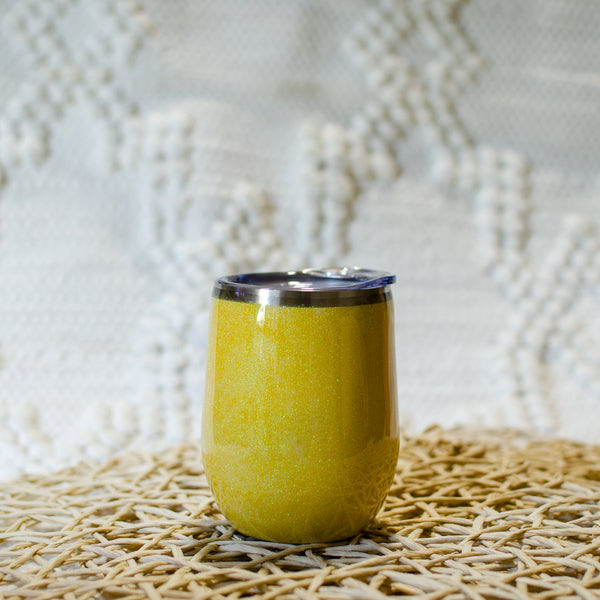 Tumbler 12oz -Yellow Glitter