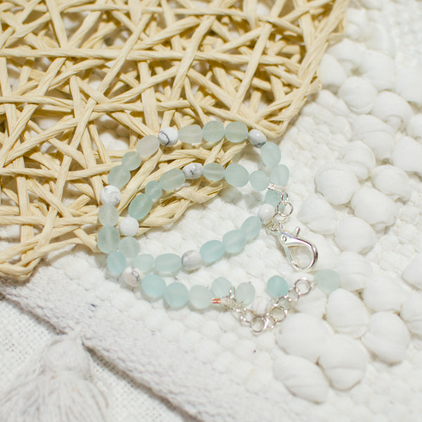 Ocean & White Marble Wrap Bracelet