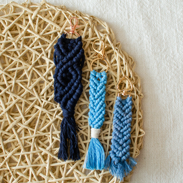 Macrame Keychain - Blues