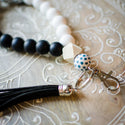 Beaded Wristlet - Black, White, & Teal