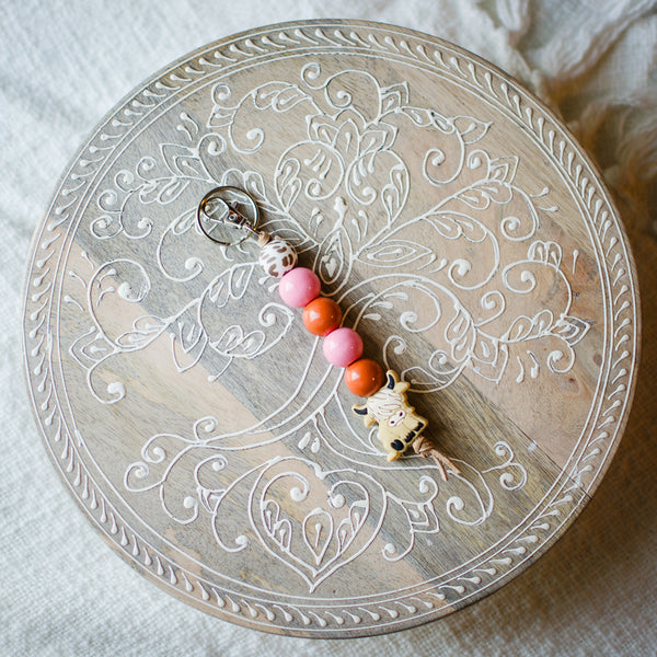 Beaded Keychain -Highland Tan