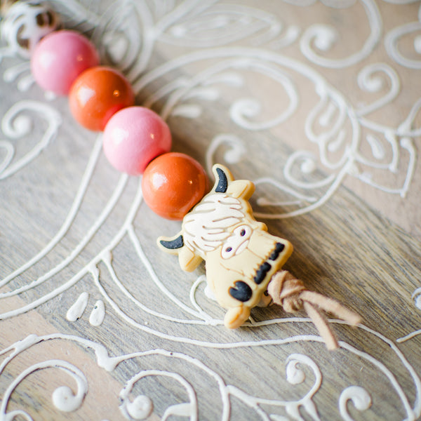 Beaded Keychain -Highland Tan
