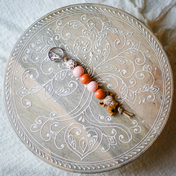 Beaded Keychain -Highland Brown