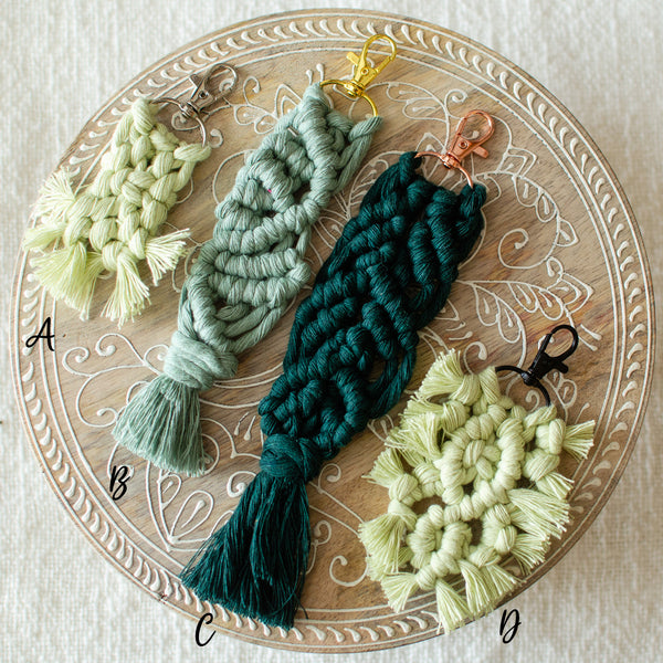 Macrame Keychain - Greens