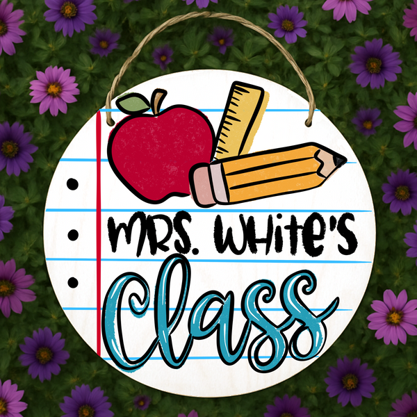 Painted Teacher Sign - Notebook Paper & Supplies
