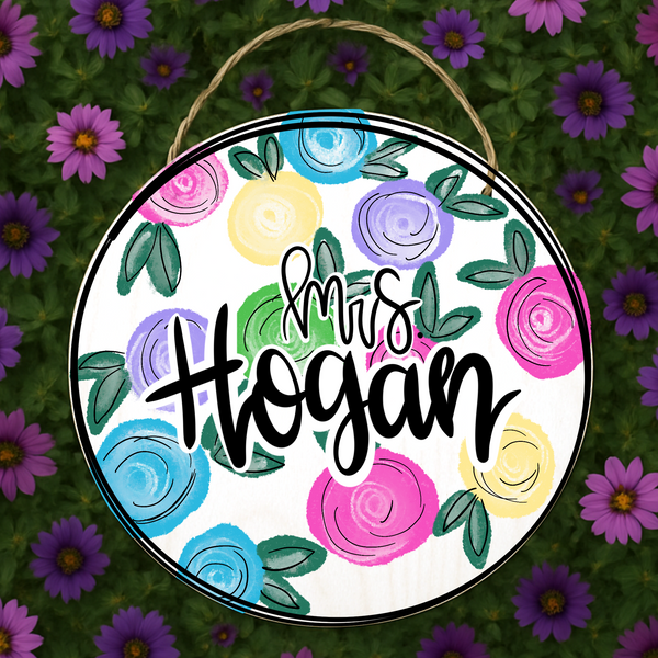 Painted Teacher Sign - Flowers