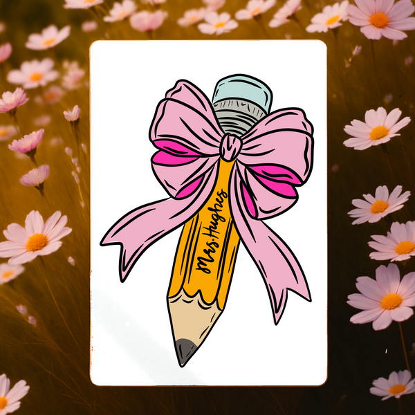 Painted Teacher Clipboard - Pencil & Bow