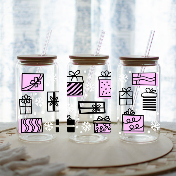Presents & Snowflakes Glass Tumbler