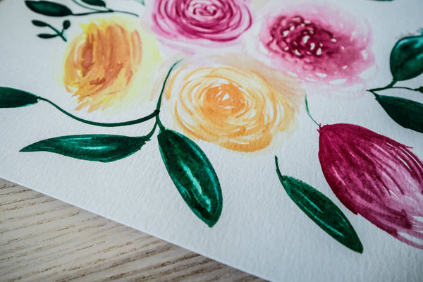 Yellow & Pink Floral - Art Print