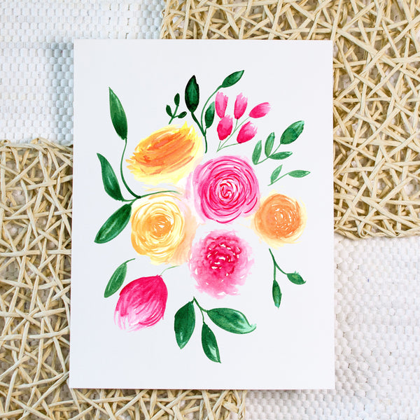 Yellow & Pink Floral - Art Print