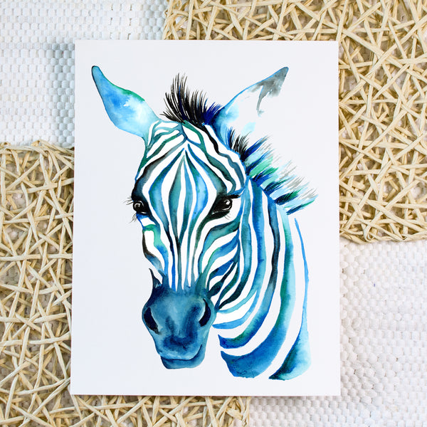 Blue Zebra - Original Watercolor