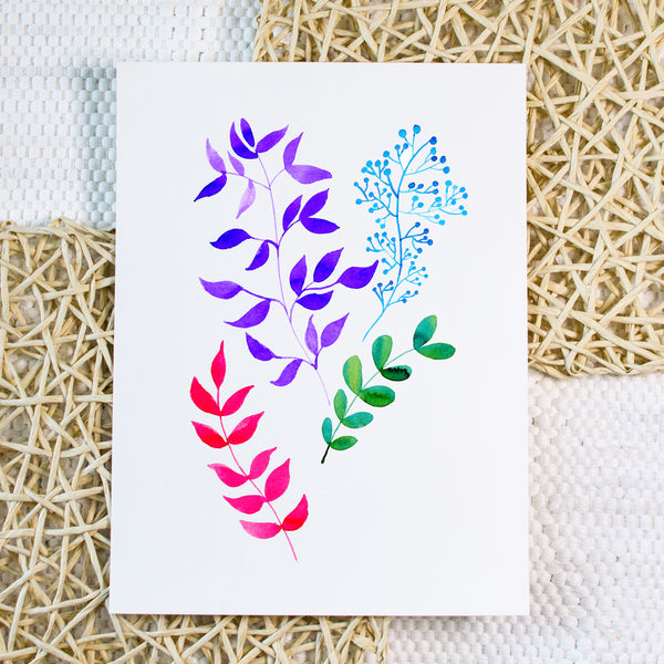 Cool Leaves - Original Watercolor