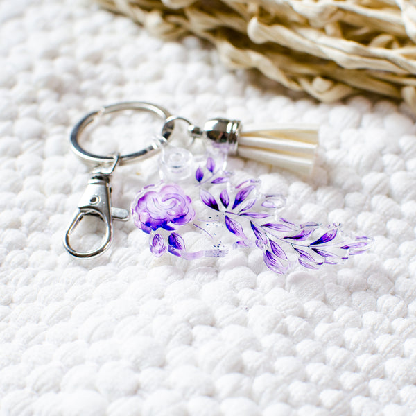 Purple Floral Keychain