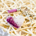 White & Purple Heart Keychain