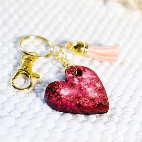 Rosewood Heart Keychain