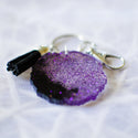Purple & Black Geode Keychain