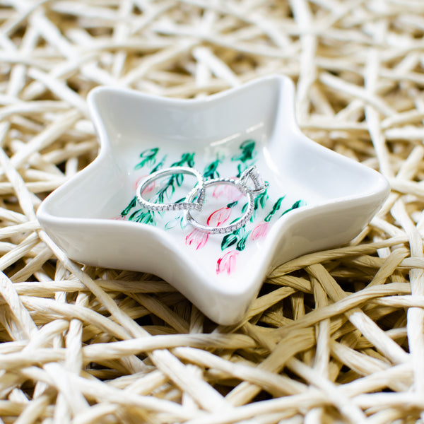 Hanging Flowers Ceramic Jewelry Dish