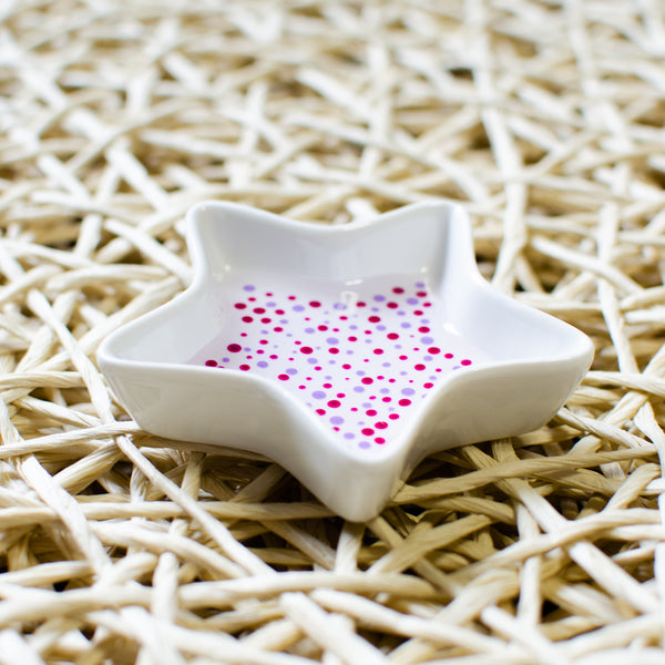 Pink & Purple Dots Ceramic Jewelry Dish
