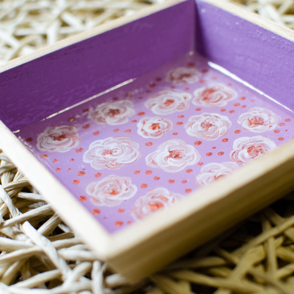 Purple & Rose Gold Wooden Tray