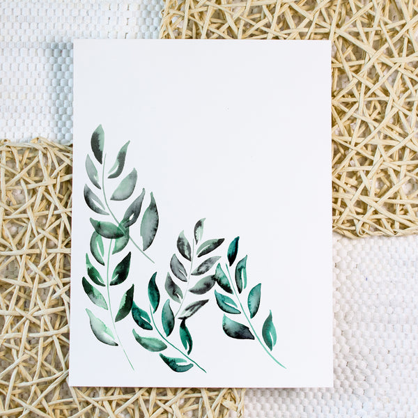 Muted Green Leaves- Original Watercolor