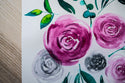 Pink and Gray Bouquet - Original Watercolor