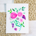 Pink and Gray Bouquet - Original Watercolor