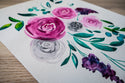 Pink and Gray Bouquet - Original Watercolor